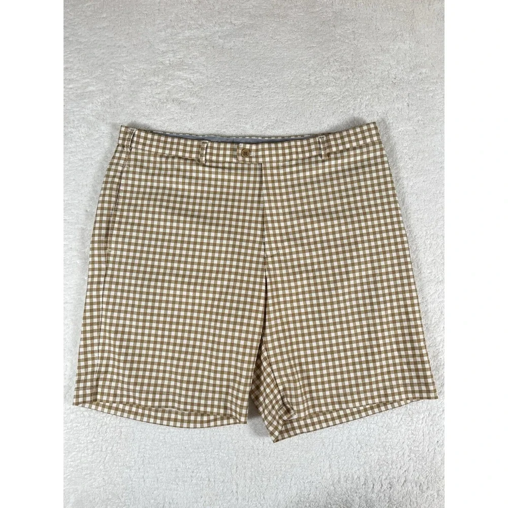 Peter Millar Crown Sport Wicking Gingham‎ Check Performance Golf Shorts Sz 38